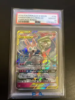 PSA 10 GEM MINT Gardevoir & Sylveon GX 130/214 Unbroken Bonds 2019 Pokemon Card - Image 1