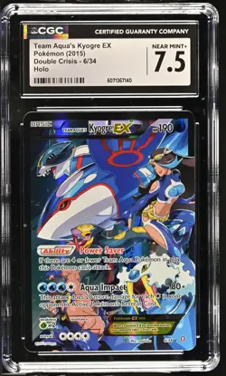 CGC 7.5 Team Aqua's Kyogre EX 2015 Double Crisis 6/34 Holo Pokemon Card - Image 1