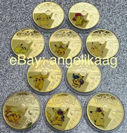 Pokemon X10 Pikachu Gold Plated Collectable Coins Card Gift Set Souvenir New Set - Image 3