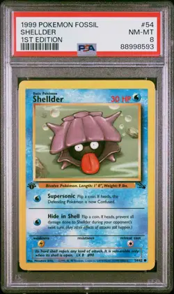 1999 Pokemon Fossil Shellder 1st Edition #54 PSA 8 - Image 1