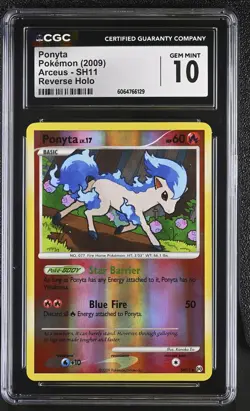 CGC 10 GEM MINT Ponyta 2009 Arceus SH11 Reverse Holo Pokemon Card - Image 1