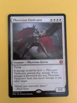 Phyrexian Vindicator. ONE Horror 027 Magic the Gathering Card. Rare NM as shown. - Image 1