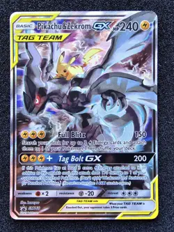 NM-VLP POKEMON PIKACHU & ZEKROM Sun & Moon Black Star Promo SM168 - Image 1