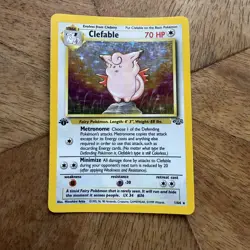 Vintage WOTC 1999 WOTC Pokemon 1st Edition Jungle Set Clefable 1/64 Holo Rare - Image 1