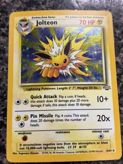 Pokemon TCG Jolteon Jungle 4/64 Holo Unlimited Holo Rare LP - Image 2