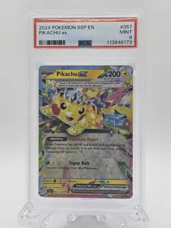 2024 POKEMON SURGING SPARKS PIKACHU ex 57 PSA 9 MINT - Image 1