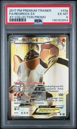 2017 POKEMON PREM TRAINER XY COLLECTION PROMO #43A FULL ART/REGIROCK EX MT PSA 6 - Image 1