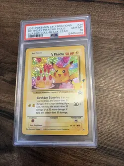 Pokemon TCG 2021 Pokemon Celebrations Birthday Pikachu Holo 24 PSA 10 - Image 1