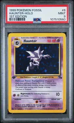 1999 POKEMON FOSSIL 1ST ED #6 HAUNTER-HOLO PSA 9 - Image 1