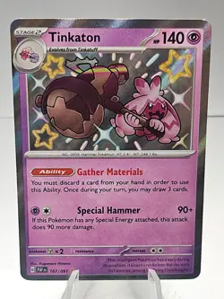 Pokemon Tinkaton Holo Baby Shiny Card 167/091 Sv: Paldean Fates - Image 1