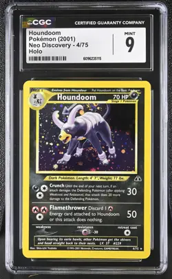 CGC 9 MINT Houndoom 2001 Neo Discovery 4/75 Holo DOUBLE SWIRL Pokemon Card - Image 1