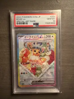 Eevee ex 223/187 Sv8a: Terastal Fest Ex Holo (Japanese) PSA 10 Pokemon card - Image 1