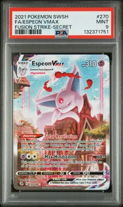 2021 POKEMON SWORD & SHIELD FUSION STRIKE SECRET #270 FULL ART/ESPEON VMAX PSA 9 - Image 1