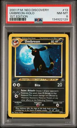 2001 Pokemon Neo Discovery #13 Umbreon Holo 1st Edition PSA 8 NM-MT - Image 1