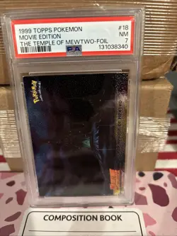 Temple of Mewtwo #18 - Pokemon 1999 Topps Movie - PSA 7 - Foil - Image 1