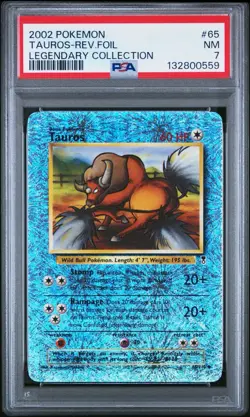 2002 Pokemon Legendary Collection Tauros Reverse Foil 65/110 PSA 7 NM - Image 1