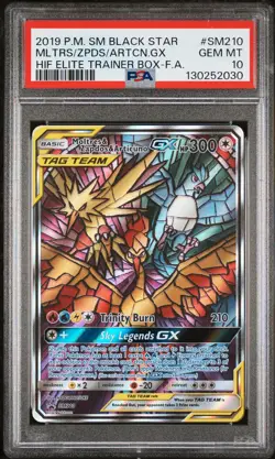 2019 POKEMON SM BLACK STAR PROMO FULL ART/MOLTRES & ZAPDOS & ARTICUNO GX PSA 10 - Image 1