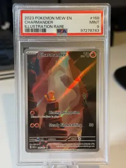 2023 Pokemon Mew EN 151 Charmander Illustration Rare #168/165 PSA 9 MINT - Image 1