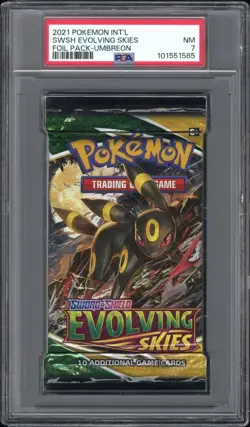 POKEMON | EVOLVING SKIES | BOOSTER PACK | UMBREON | PSA 7 | 2021 - Image 1