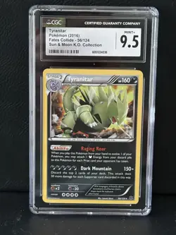 Pokemon Tyranitar Cosmos Holo #56 Sun & Moon Knock Out Col- CGC 9.5 MINT+ - Image 1