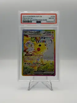 2024 POKEMON SSP EN-SURGING SPARKS SPECIAL ILLUSTRATION RARE PIKACHU EX PSA 8 - Image 1