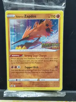 Galarian Zapdos SWSH124 Evolving Skies Prerelease Promo Deck Pokemon Sealed NM - Image 1