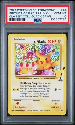 Birthday Pikachu Holo 24 Celebrations Classic Collection Pokemon PSA 10 *796 - Image 1