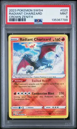Radiant Charizard 020/159 Sword Shield Crown Zenith Pokemon PSA 9 *788 - Image 1