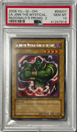 Yu-Gi-Oh! PSA 10 GEM-MT 'La Jinn The Mystical Genie Of The Lamp' MDP2-EN007 RARE - Image 1