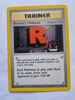 2 Neo Revelation Trainer Cards. Rockets Hideout/Old Rod LP/NM - Image 3