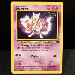 1999 Pokemon The First Movie Mewtwo Black Star WB Promo Stamp Card #3 LP - Image 1