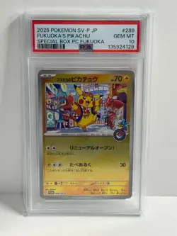 PSA 10 Fukuoka's Pikachu 289/SV-P Pokemon Center Special Box Fukuoka Promo Card - Image 1