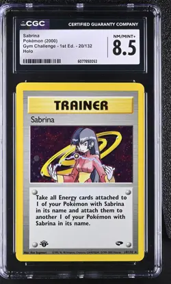 CGC 8.5 Sabrina 2000 Gym Challenge 1st Edition 20/132 Holo Pokemon Card - Image 1