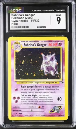 CGC 9 MINT Sabrina's Gengar Gym 14/132 Holo Pokemon Card psa - Image 1