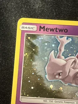 Pokemon Mewtwo TCG SM77 Cosmic Holo Black Star Promo Card NM Condition SWIRL - Image 3