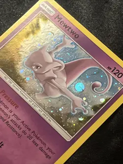 Pokemon Mewtwo TCG SM77 Cosmic Holo Black Star Promo Card NM Condition SWIRL - Image 5