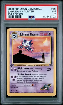 2000 POKEMON GYM CHALLENGE 1ST ED #55 SABRINA'S HAUNTER PSA 7 - Image 1