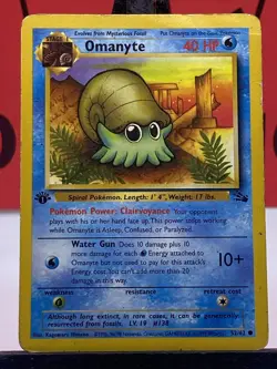 Omanyte 52/62 Fossil WOTC 1st Edition Pokemon TCG Regular Common 1999 MP - Image 3