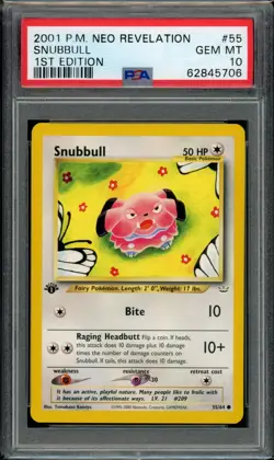 PSA 10 Snubbull 55/64 Neo Revelation 1st Edition 2001 Pokemon - Image 1