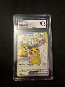 Pokemon 2024 Surging Sparks Pikachu ex 219/191 CGC 9.5 Ultra Rare Holo - Image 1