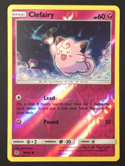 Pokemon TCG Clefairy 38/68 Hidden Fates Reverse Holo Common NM - Image 1