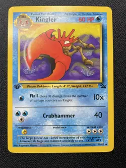 Pokemon Kingler 1st Edition 38/62 Fossil Common LP (#2) - Image 1