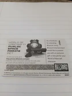 2009 BlizzCon WoW Grunty Murloc Space Marine Pet Loot Card UNUSED - Image 2