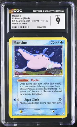 CGC 9 Mantine EX Team Rocket Returns 45/109 Reverse Holo Stamped Pokemon Card - Image 1