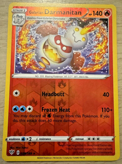 Pokemon TCG Galarian Darmanitan 028/189 Darkness Ablaze Reverse Holo Rare Card - Image 1