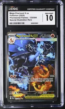 2025 Pokemon Phantasmal Flames Mega Charizard X EX 125 SIR Holo CGC 10 Gem Mint - Image 1