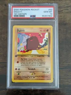 2000 Pokemon Team Rocket 1st Edition Diglett PSA 10 GEM MINT 52/82 - Image 1