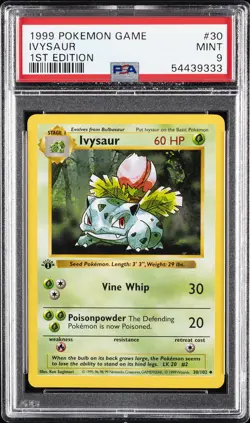 1999 POKEMON BASE SET 1ST EDITION #30 IVYSAUR PSA 9 - Image 1