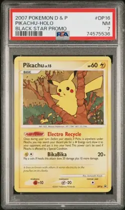 2007 POKEMON DIAMOND & PEARL BLACK STAR PROMO #DP16 PIKACHU-HOLO PSA 7 - Image 1