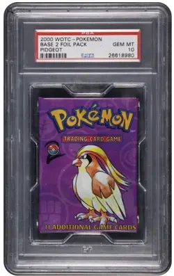 2000 Vintage WOTC Pokemon Base Set 2 Foil Booster pack Pidgeot PSA GEM MT 10 - Image 1